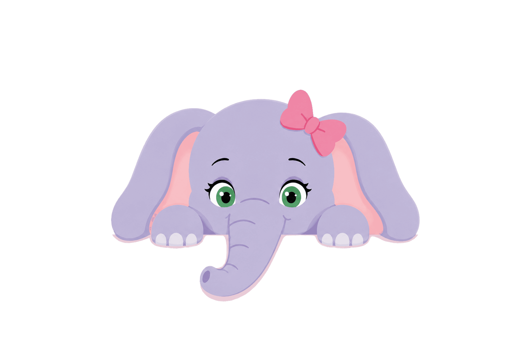 Dayeh, a friendly elephant, peeking over the edge of the page